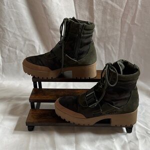 Steve Madden Green and Brown Combat Boots